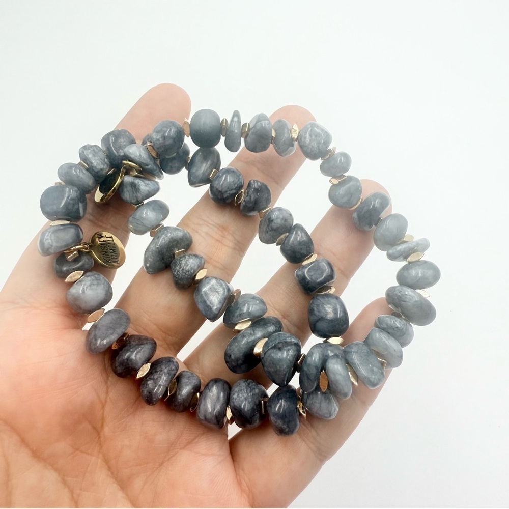 Kinsley Armelle Elegant NAVY BRACELET ANGELITE Gemstone Bracelet Two Sets